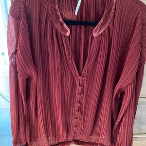Free People Rust Pleated Blouse